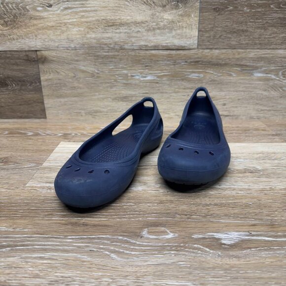 Crocs Kadee Navy Blue Round Toe Flex Sole Flats Women's Size 9 - Picture 1 of 6